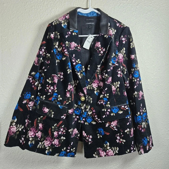 Lane Bryant Women’s Black Floral Suede Blazer In Size 16 - Picture 8 of 8